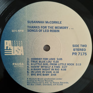 Susannah McCorkle : Thanks For The Memory (Songs Of Leo Robin) (LP, Album)