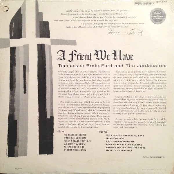 Tennessee Ernie Ford And The Jordanaires : A Friend We Have (LP)