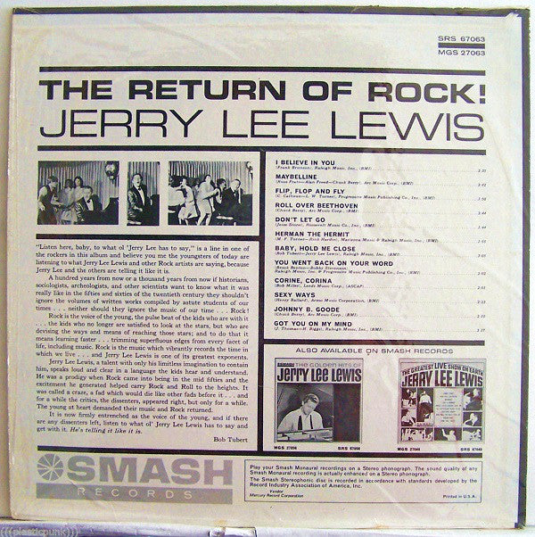 Jerry Lee Lewis : The Return Of Rock! (LP, Album)