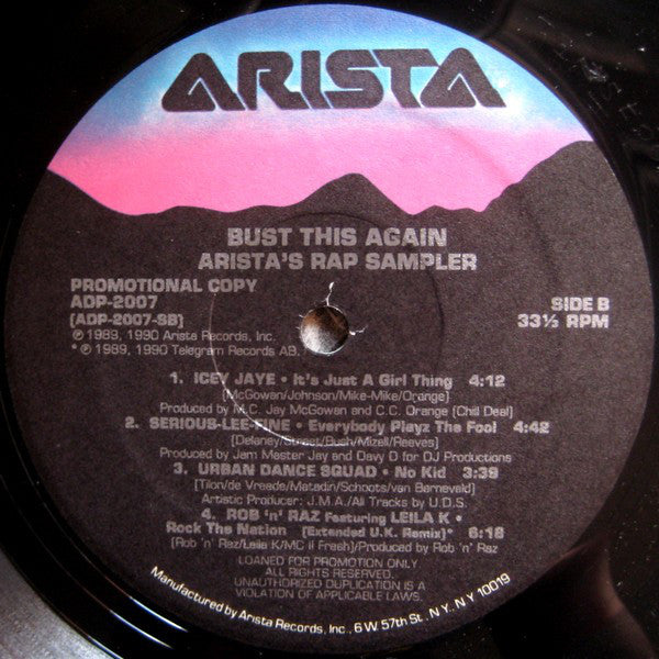 Various : Bust This Again: Arista's Rap Sampler (12", Promo)