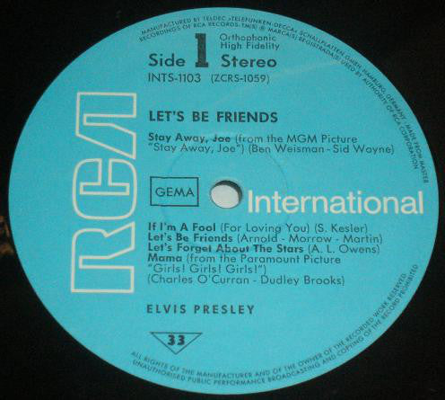 Elvis* : Let's Be Friends (LP, Album)