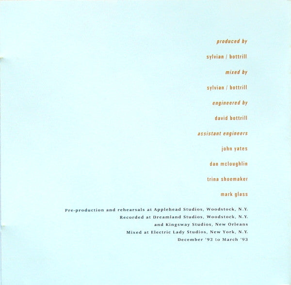 David Sylvian & Robert Fripp : The First Day (CD, Album)