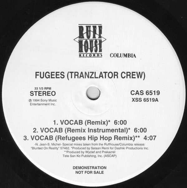 Fugees (Tranzlator Crew)* : Vocab (12", Promo)