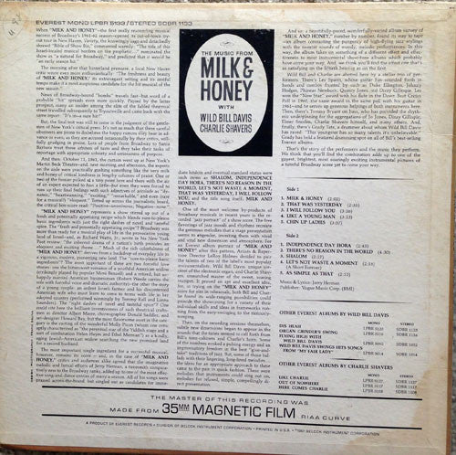 Wild Bill Davis, Charlie Shavers : The Music From Milk & Honey (LP, Album)