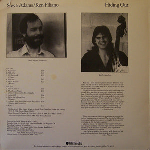 Steve Adams / Ken Filiano : Hiding Out (LP, Album)