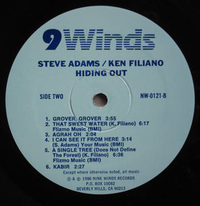 Steve Adams / Ken Filiano : Hiding Out (LP, Album)