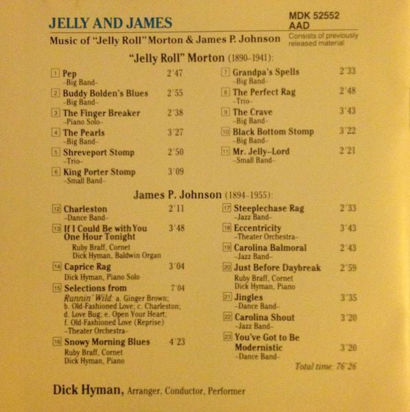 Dick Hyman : Jelly & James (CD, Comp)