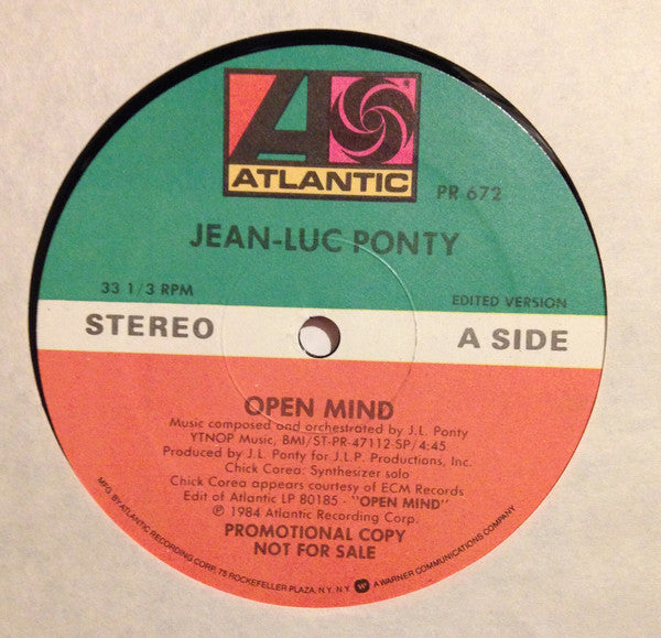 Jean-Luc Ponty : Open Mind / Modern Times Blues (12", Promo)