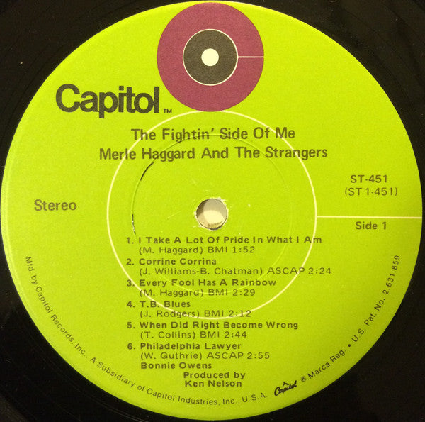 Merle Haggard With Bonnie Owens And The Strangers (5) : The Fightin' Side Of Me (LP, Album, Win)