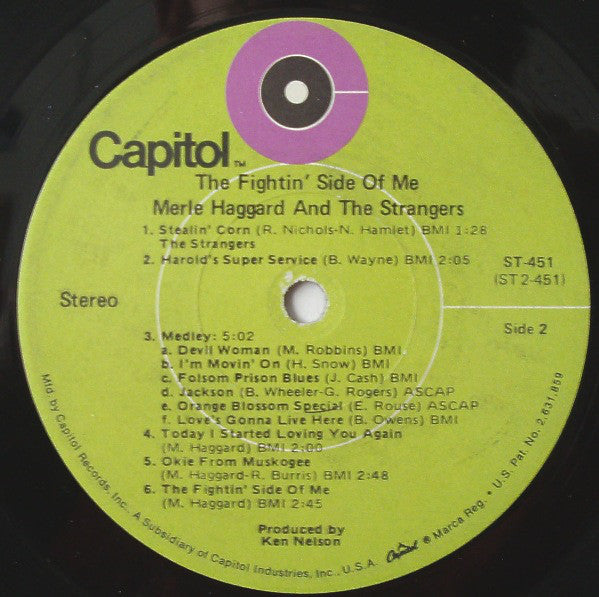 Merle Haggard With Bonnie Owens And The Strangers (5) : The Fightin' Side Of Me (LP, Album, Win)