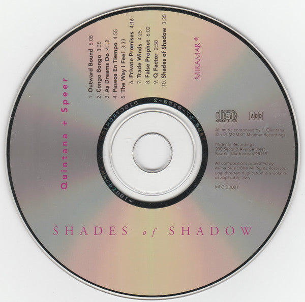 Quintana* + Speer* : Shades Of Shadow (CD, Album)