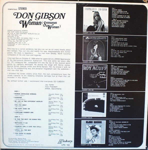 Don Gibson : Woman (Sensuous Woman) (LP, Album)