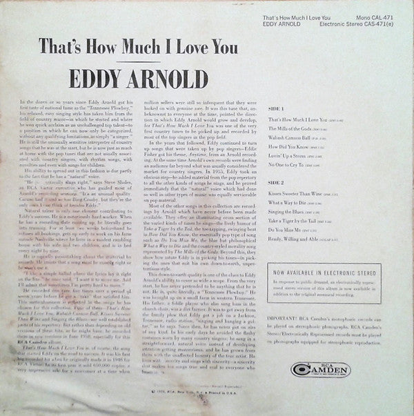 Eddy Arnold : That's How Much I Love You (LP, Album, Ind)