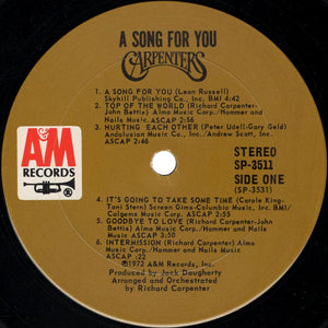 Carpenters : A Song For You (LP, Album, San)