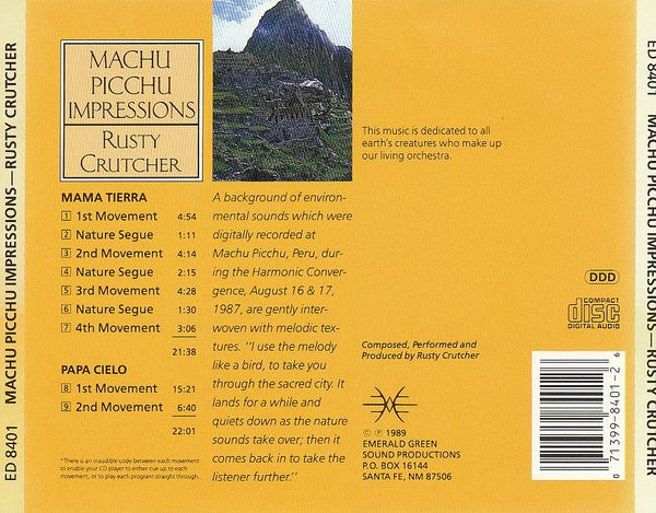 Rusty Crutcher : Machu Picchu Impressions (CD)