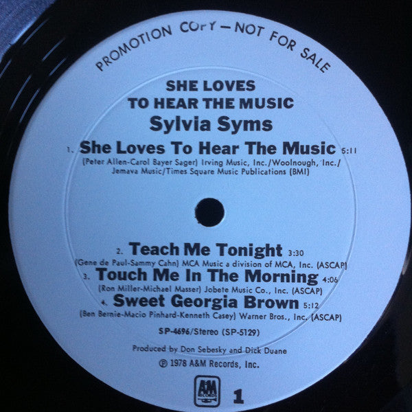 Sylvia Syms : She Loves To Hear Music (LP, Album, Promo)