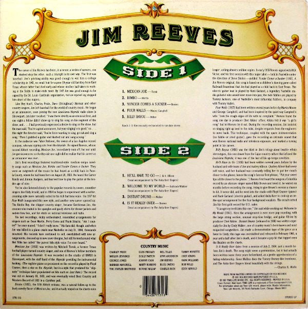 Jim Reeves : Country Music (LP, Comp)