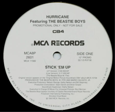 Hurricane (2) Featuring The Beastie Boys* : Stick 'Em Up (12", Promo)