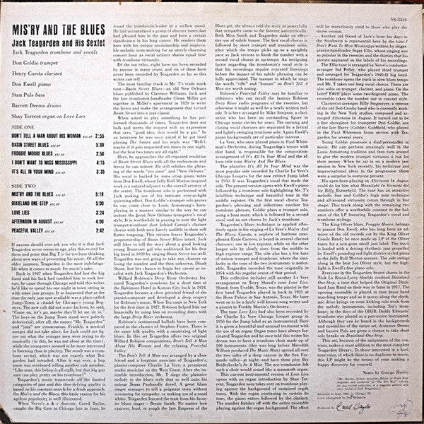 Jack Teagarden : Mis'ry And The Blues (LP, Album)