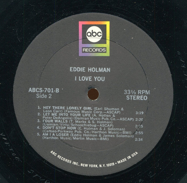 Used LP - Eddie Holman - I Love You (LP, Album) (Very Good Plus (VG+))