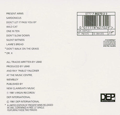 [CD] UB40 • PRESENT ARMS • CLASSIC U.K. REGGAE • U.K. IMPORT