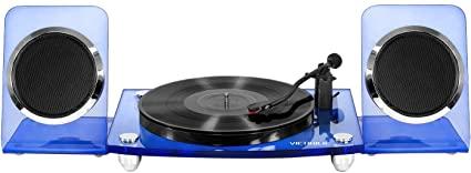 [Colore blu] Victrola moderno lettore di dischi bluetooth acrilico a 2 marce