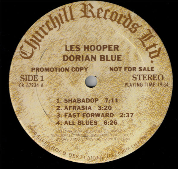 Les Hooper : Dorian Blue (LP, Album, Promo)