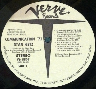 Stan Getz : Communications '72 (LP, Promo, Gat)