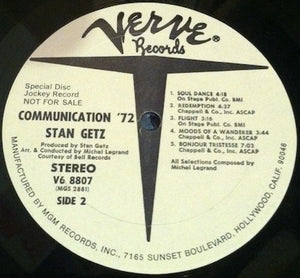 Stan Getz : Communications '72 (LP, Promo, Gat)