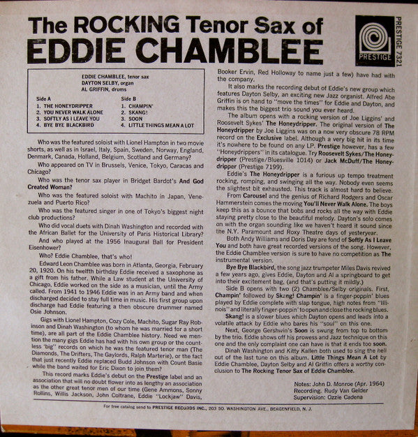 Eddie Chamblee With Dayton Selby : The Rocking Tenor Sax Of Eddie Chamberlee With Dayton Selby At The Organ (LP)