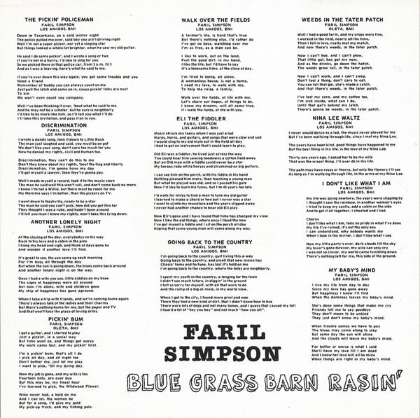 Faril Simpson : Blue Grass Barn Rasin' (LP, Album)