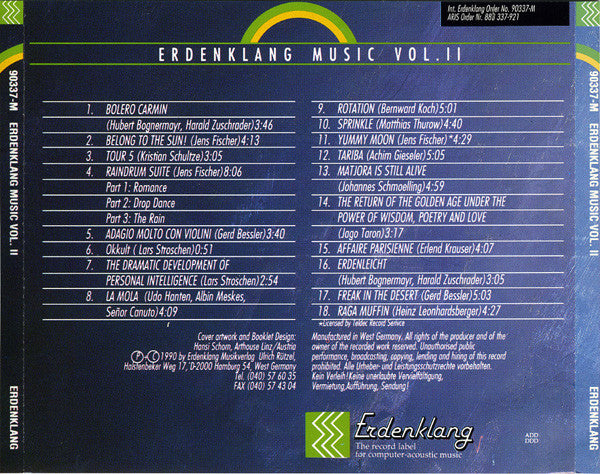 Various : Erdenklang Music Vol. II (...With New Instrumental Music Into The 90's...) (CD, Smplr)