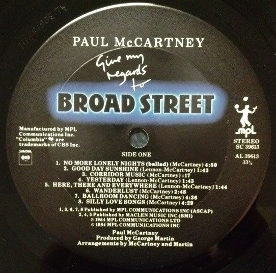 Paul McCartney : Give My Regards To Broad Street (LP, Album, Pit)