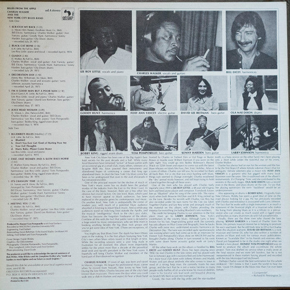 Charles Walker and the New York City Blues Band : Blues From the Apple (LP, Album)