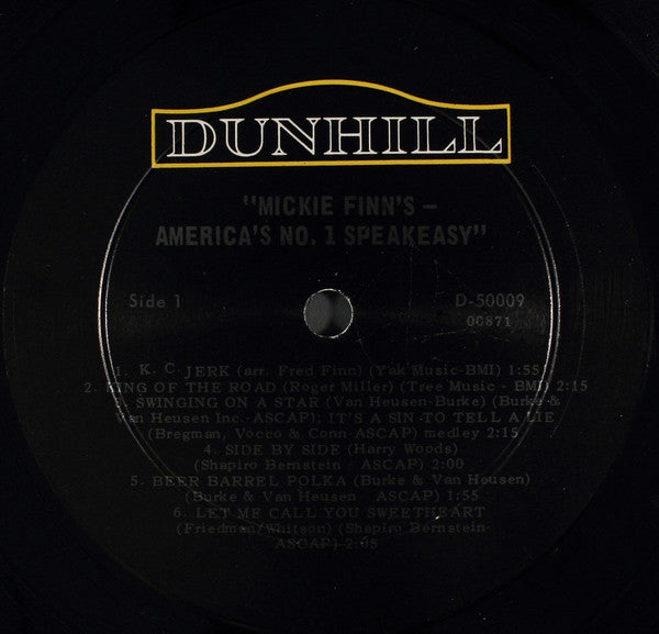 Fred Finn* And The Entire Television Show Original Cast* : Mickie Finn's - America's No. 1 Speakeasy (LP, Mono)