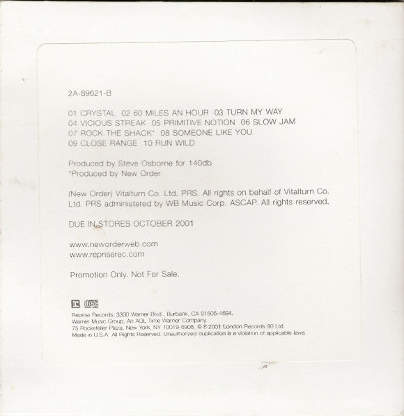 New Order : Get Ready (CD, Advance, Album, Promo)