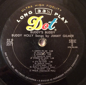 Jimmy Gilmer : Buddy's Buddy (Buddy Holly Songs By Jimmy Gilmer) (LP, Album, Mono)