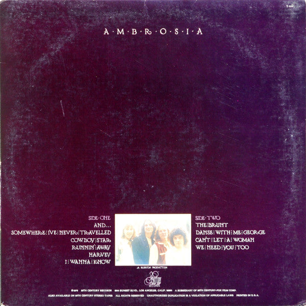 Ambrosia (2) : Somewhere I've Never Travelled (LP, Album, San)