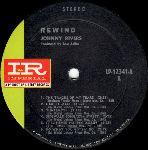 Johnny Rivers : Rewind (LP, Album, Res)