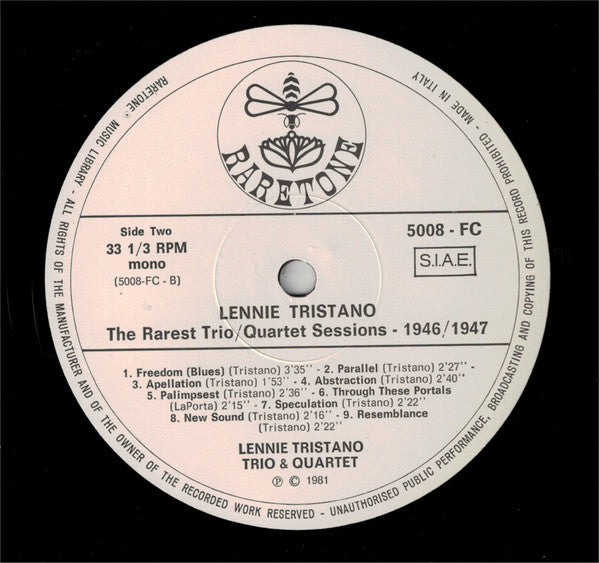 Lennie Tristano : The Rarest Trio/Quartet Sessions 1946/1947 (LP, Comp, Mono)