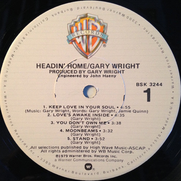 Gary Wright : Headin' Home (LP, Album, Los)