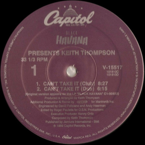 Keith Thompson : Can't Take It (12")