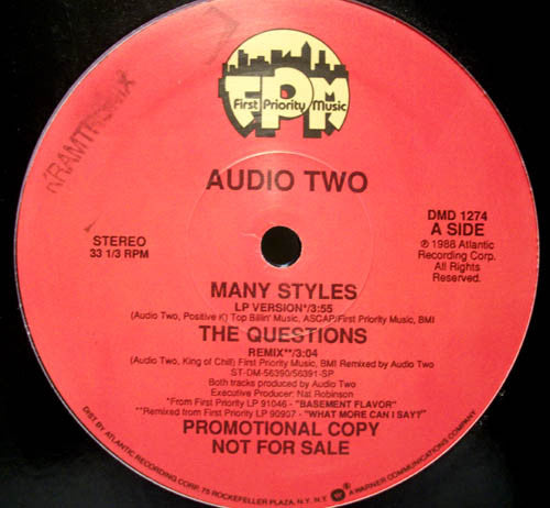 Audio Two : Many Styles / The Questions (12")