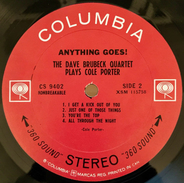The Dave Brubeck Quartet : Anything Goes! The Dave Brubeck Quartet Plays Cole Porter (LP, Bla)